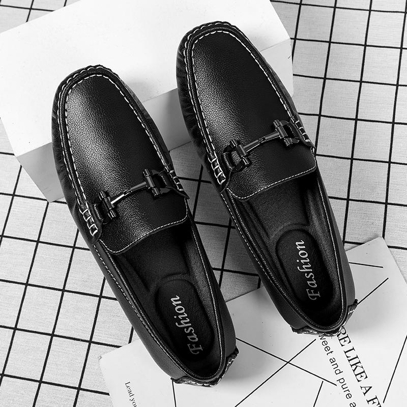 Men Shoes Fashion Loafers Men Genuine Leather Retro Drive Comfy Classic Casual Boat Shoes Leisure Walking Flats Black Moccasins