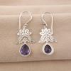 Natural Iolite Gemstone 925 Sterling Silver Designer Jewelry Handmade Drop/Dangle Earrings 1.84" For Anniversary Gift CE-23-11