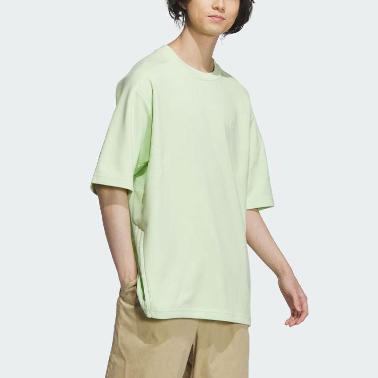 Adidas Solid Color Logo Sports Casual Short Sleeve T-Shirt Men Tops Lime-Green JJ1351
