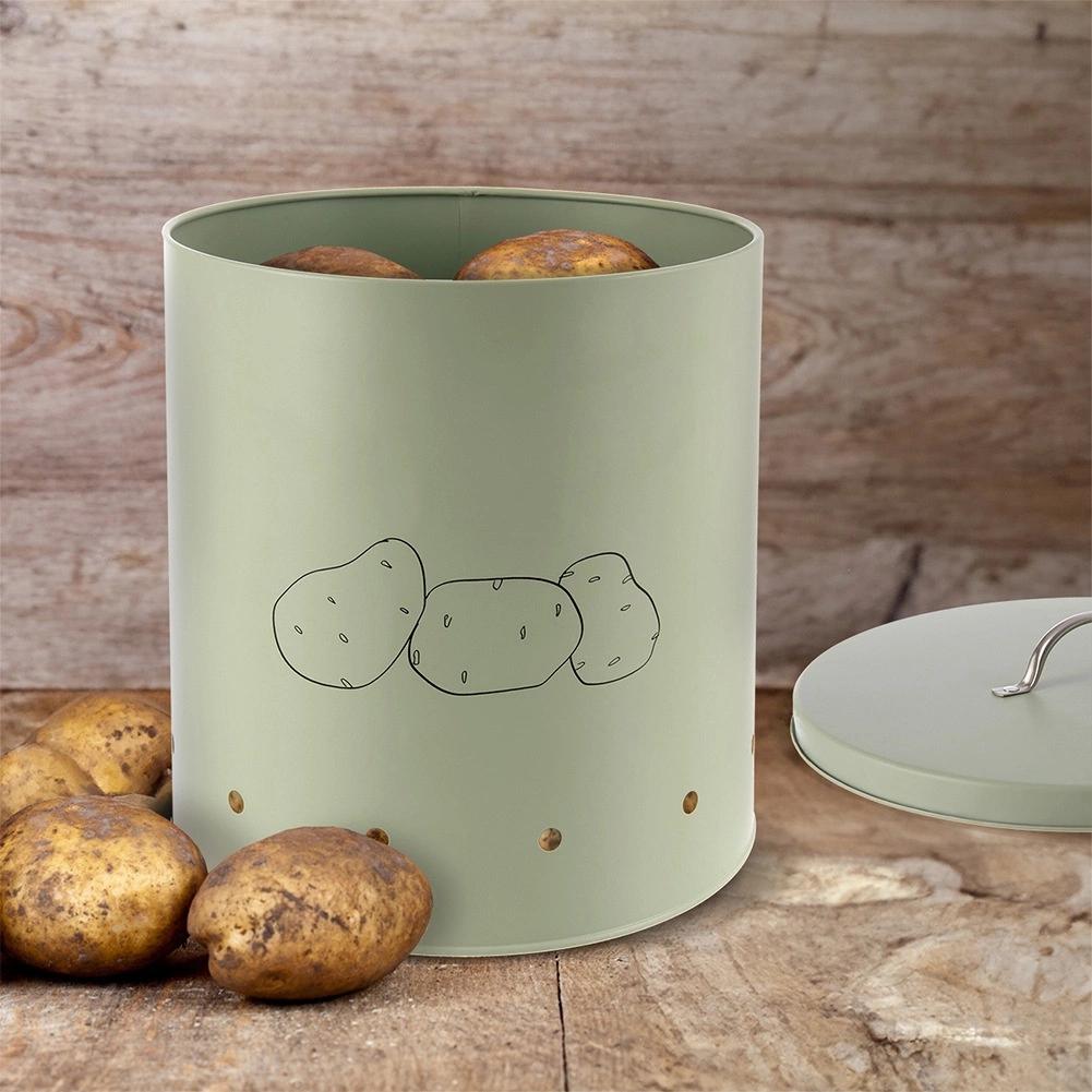 Pojemnik Warzywa Owoce Metalowy Kuchenny Puszka Z Otworami Wentylacją 8,7L