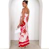 Womens Summer Boho Floral Dress Spaghetti Strap Square Neck Ruffle Casual Flowy A-Line Beach Swing Party Long Sundress Sleeveless Maxi Dress for Women
