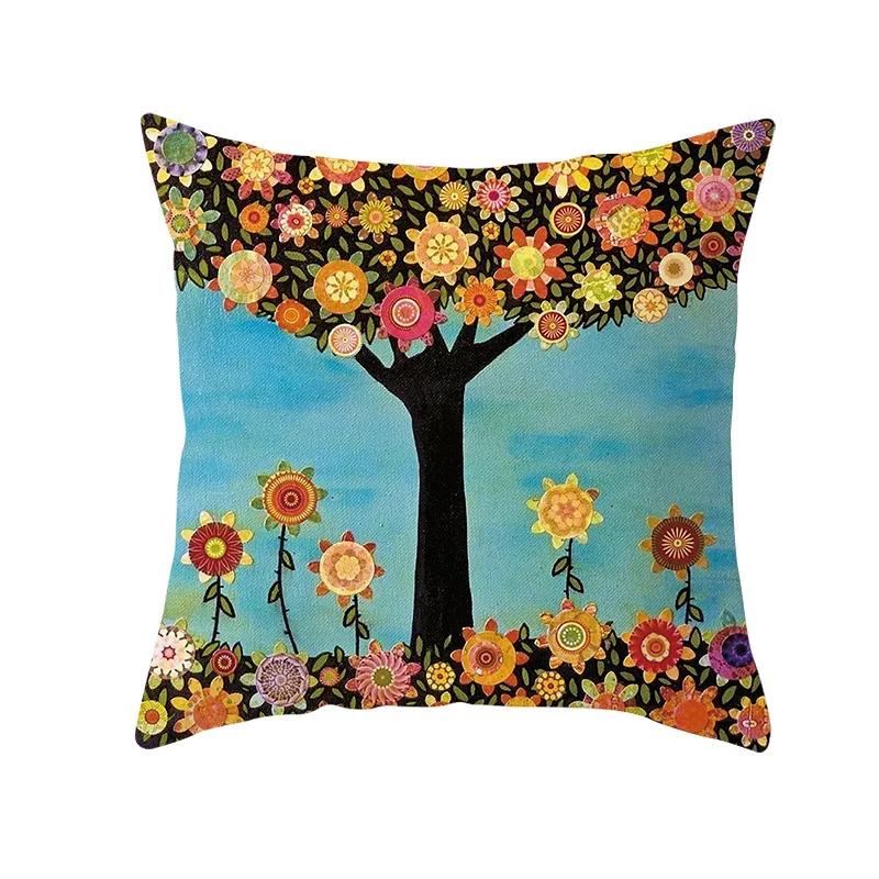 Kissenbezug Kissenbezug Cartoon Blume Baum Gedruckt Sofakissen Büro S Polyester Heimdekor Kissenbezüge