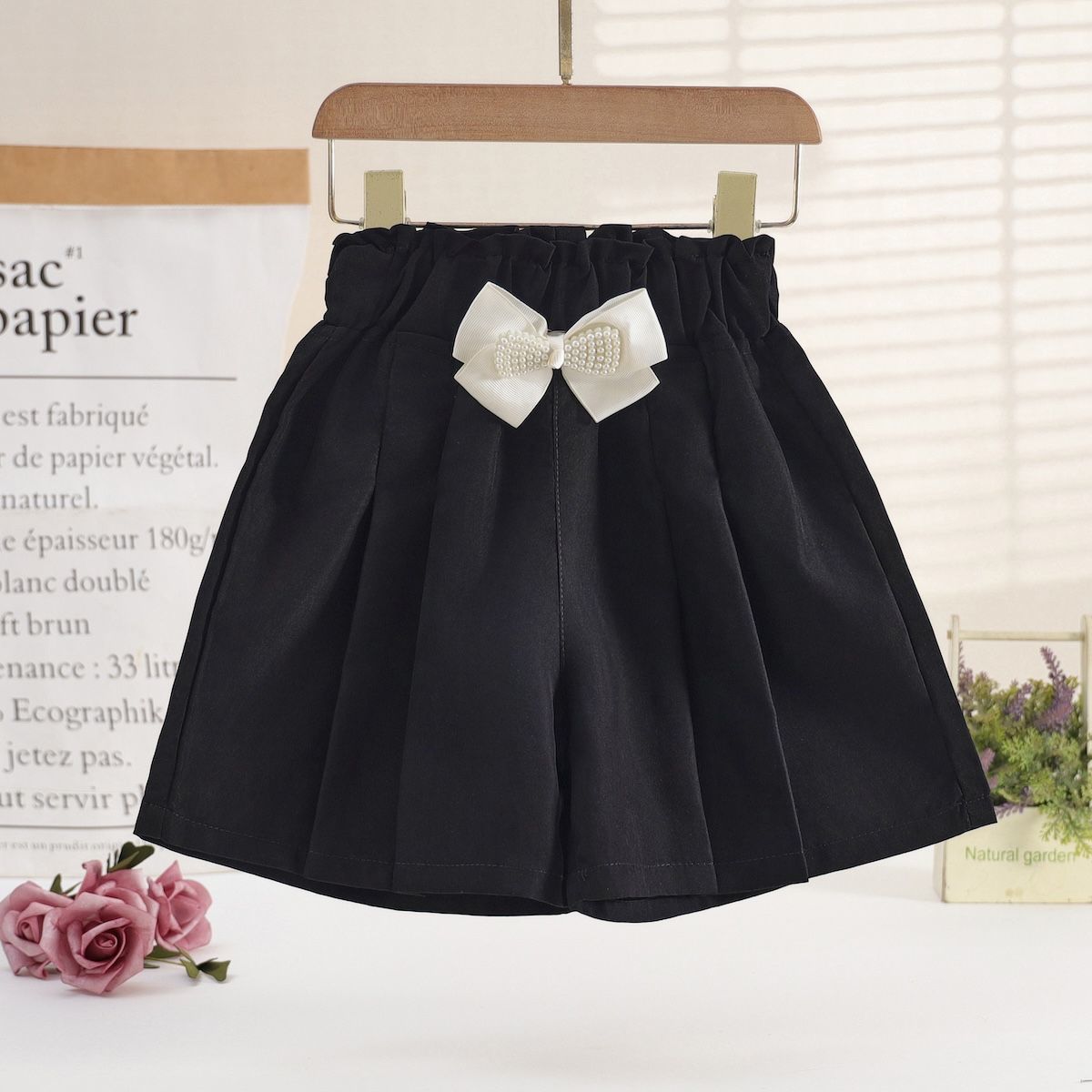 

Юбка-шорты для девочек с высокой талией и бантом, летний тонкий дизайн, летний кэжуал 140