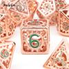 7 Pcs Red Green Gear Wheel Metal Dice Hollow Metal Polyhedral Dice Set Suitable for Role-Playing RPG  Board Game Card Game