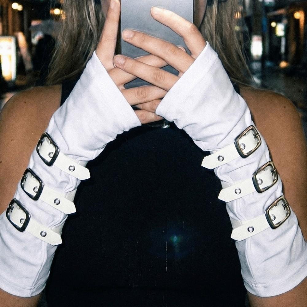 White Dark Gothic Arm Covers Polyester Half-arm Sleeve Gloves Punk Arm Sleeves  Cosplay