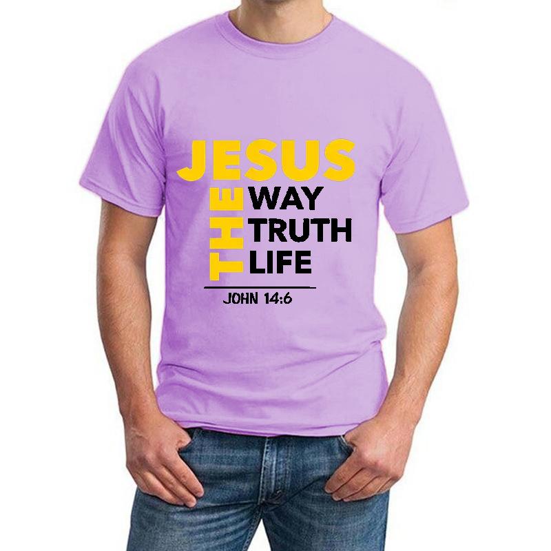 Ježíš Cesta Pravda Život Potisk Tričko Pánské Biblické Verše Oblečení Ležérní Trička s Krátkým Rukávem Léto Křesťanství Bůh Ježíš Trička