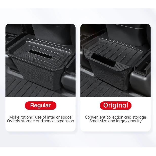 For Tesla Model Y Juniper TPE Rear Center Console Storage Box Organizer Box with Cover Trash Can Under Seat Car Accessories