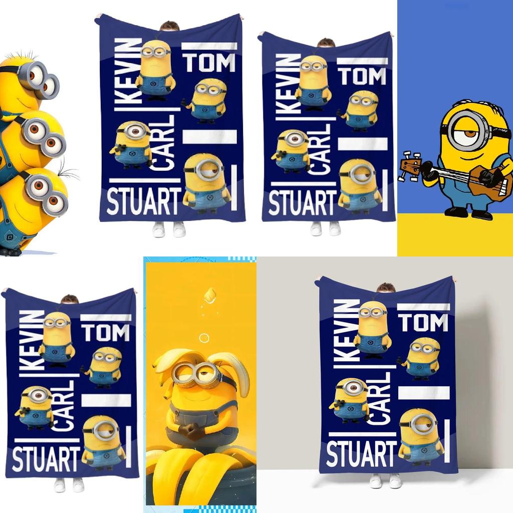 Minions Blanket With Geometric Pattern For Dorm Room And Office Comfort