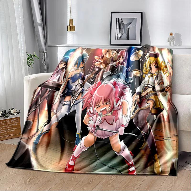 Karikatür Puella Magi Madoka Magica Battaniye, Yumuşak Atmak Battaniye Ev Yatak Odası Yatak Kanepe Piknik Seyahat Ofis Kapak Battaniye Çocuklar için