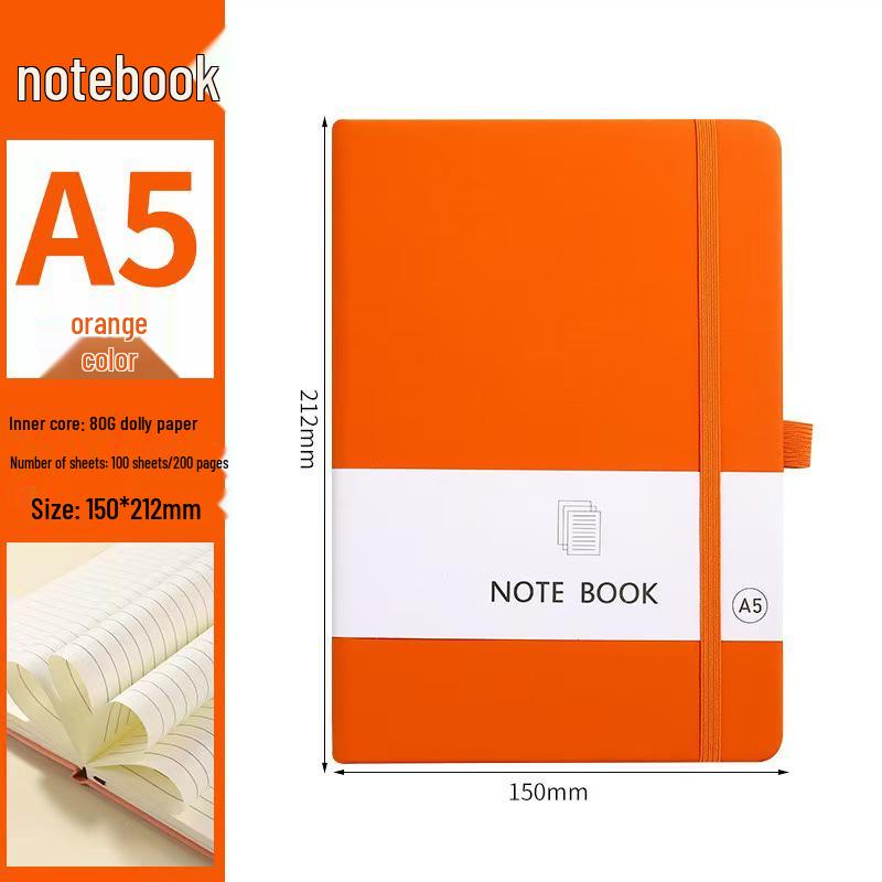 A6/A5 Elastic Band Color Pocket Notebook - Leather Feel, Portable Student Memo