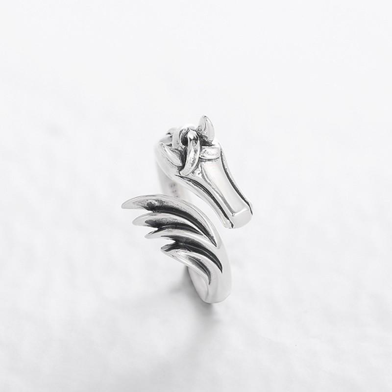Adjustable Open Ring Men Women Sterling Geometric Wind Beast Design Vintage Style Fashion Jewelry Gift Adjustable Open Band