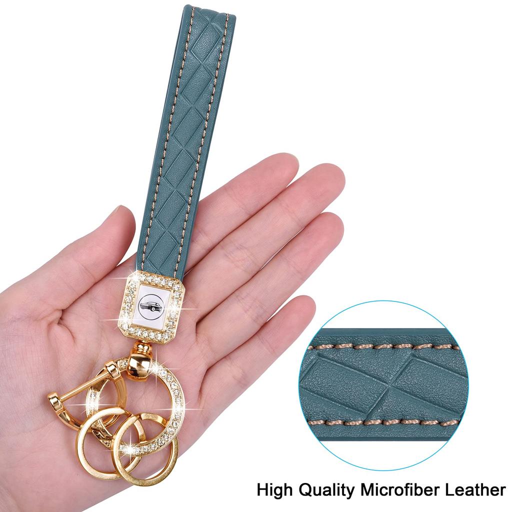 Wisdompro Car Key Sparkly PU for Smart Gray Blue Holder, Carabiner, Leather, Keys, Anti-Loss, Stylish, Cute, Women's,