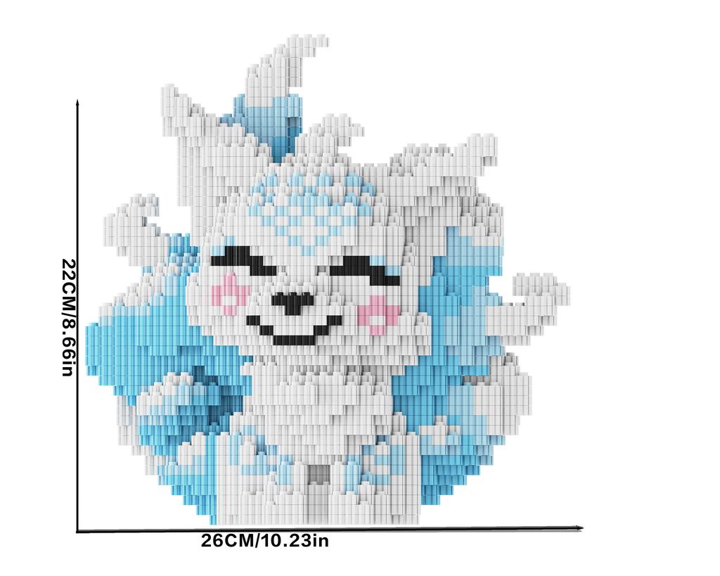 Non-Toxic 5760-Piece Blue Nine-Tailed Fox Building Blocks Diy Creative Toy Office Home Decor 14+