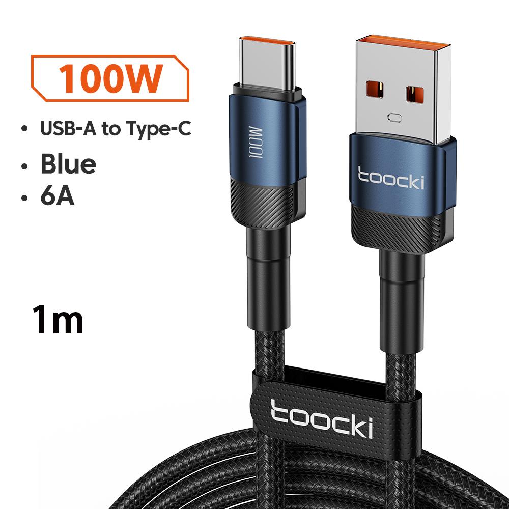 Toocki 6A USB To Type C Cable for Huawei Xiaomi PD 100W Fast Charging Charger USB C Data Cord Quick Charge for Samsung Oneplus 5