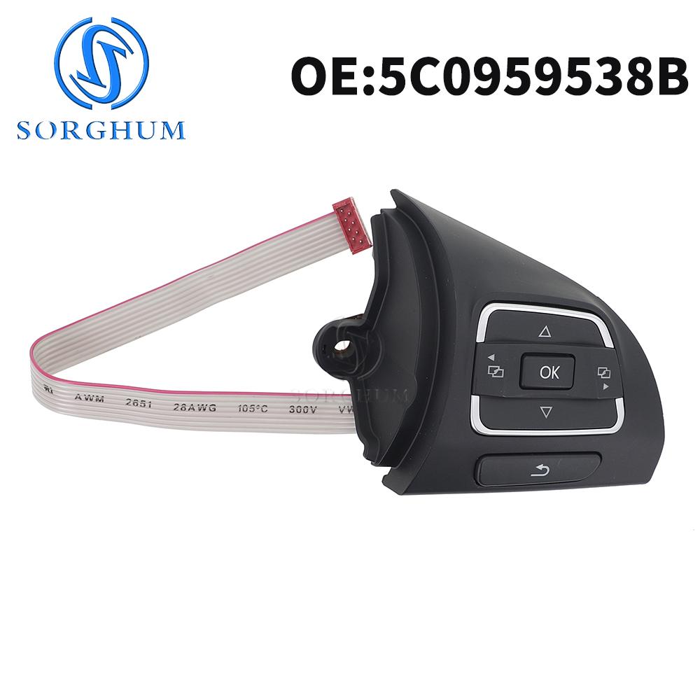 SORGHUM Car Steering Wheel and Multimedia Button Multifunction Switch For Volkswagen Golf MK6 Tiguan Jetta 5C0959537B 5C0959538B Right