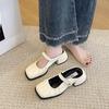 French High-end Silver Bag Head Half Slippers Women's Outer Wear Spring and Summer New Lazy One-pedal Thick-heeled Single Shoes