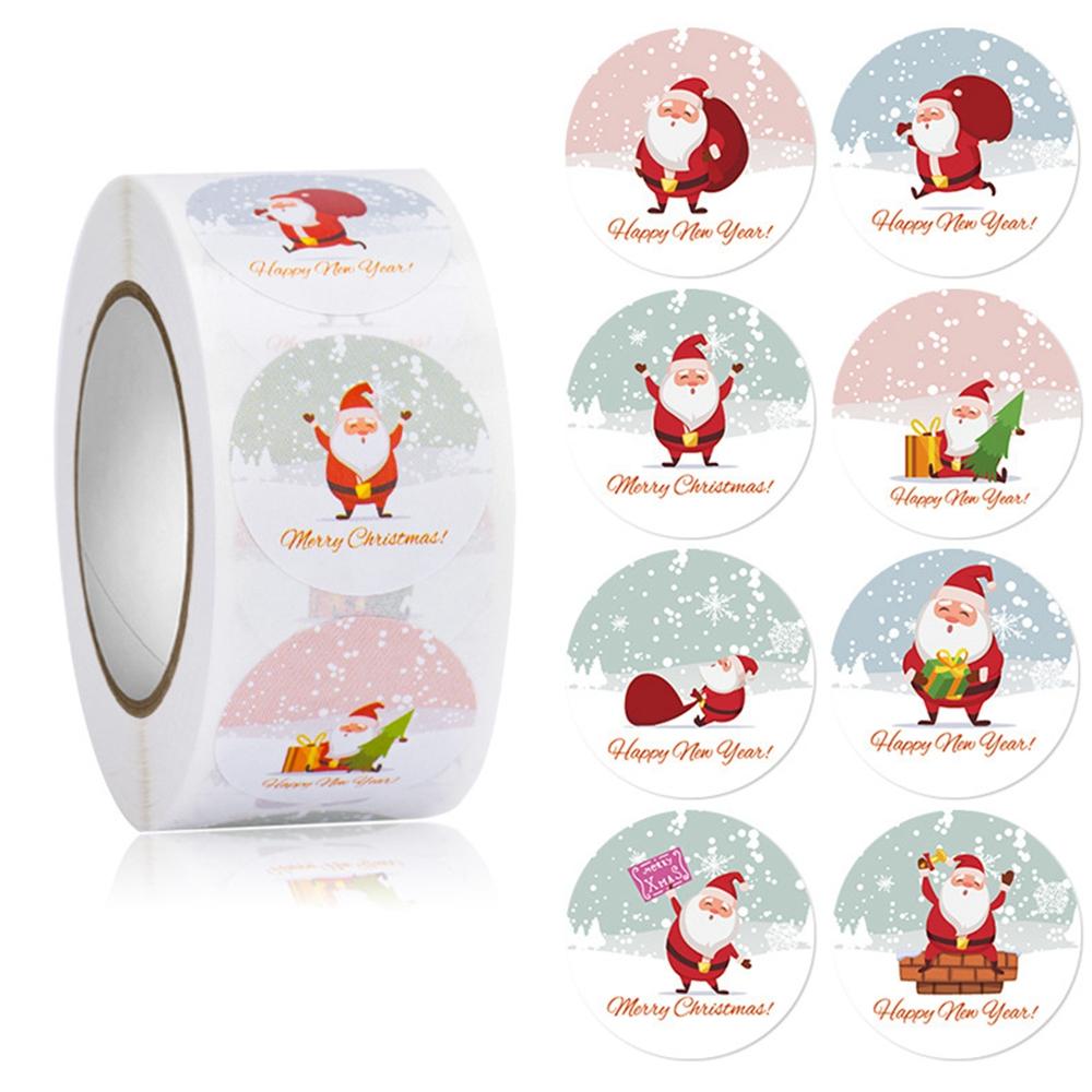 100-500pcs Merry Christmas Stickers Round stickers Christmas Tag for Envelope Sealing Gift Decor Shop Product Packaging Stickers