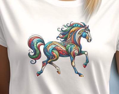 Colorful Horse T-Shirt, Vibrant Artistic Design, Horse Lover Gift