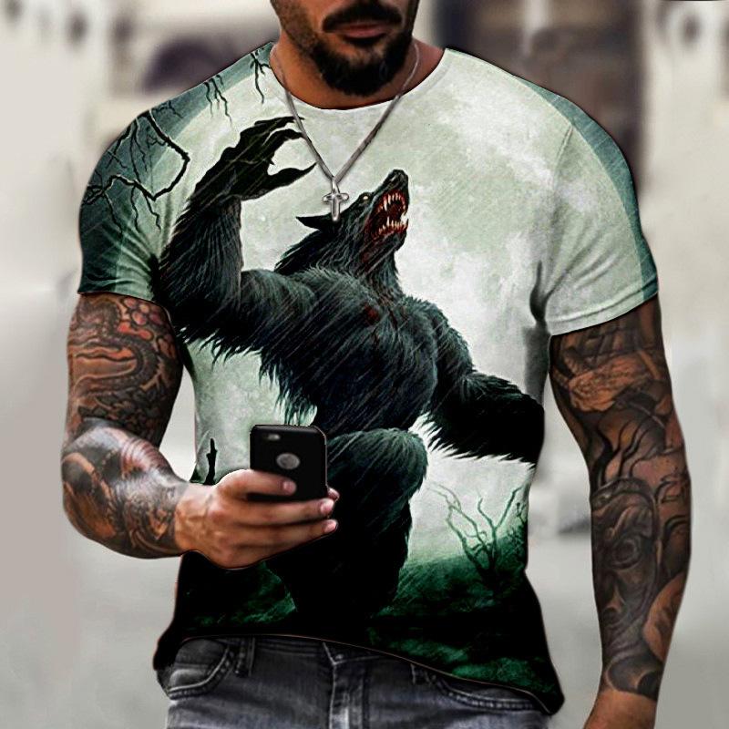 

Летняя мужская повседневная футболка свободного кроя с 3D цифровой печатью Фантом , мужская футболка с коротким рукавом 6XL