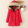 Womens Mid-Length Hooded Cotton Coat With Fur Trim Slim Fit Streetwear Winter Jacket