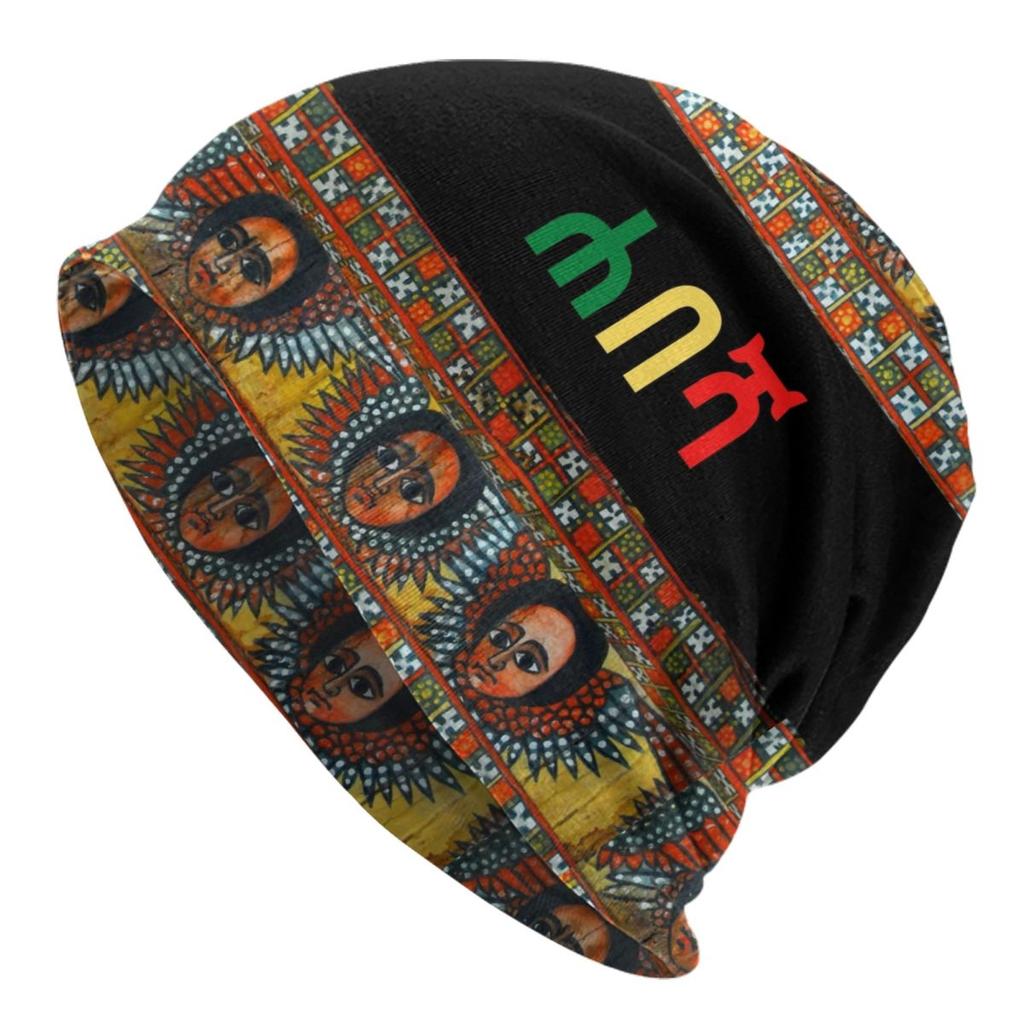 Custom Ethiopian Habesha Art Bonnet Hat Knitting Hat Unisex Women Cool Unisex Winter Warm Beanies Cap