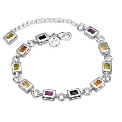 Braccialetto in zircone AAA colorato in argento sterling 925, gioielli alla moda per feste