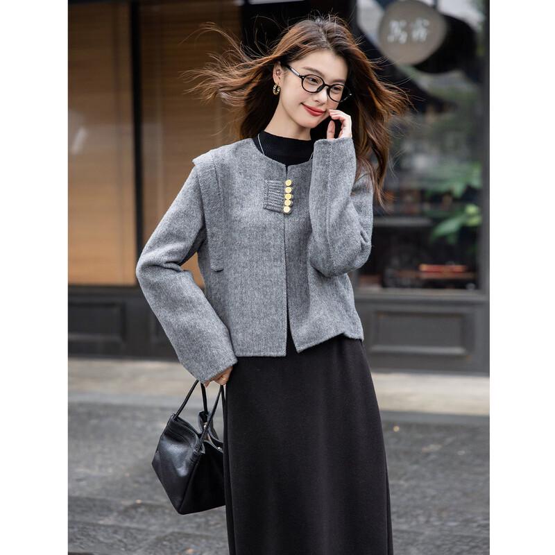 Mokana Women's Elegant Short Wool Coat