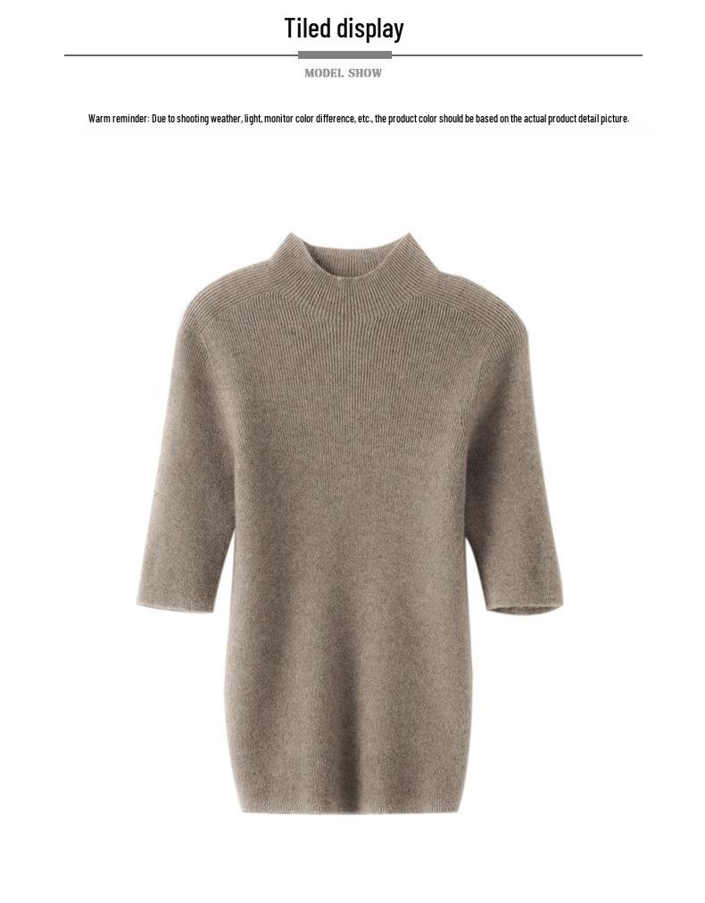 Women's Slim Fit Wool Knit Vest with Half-High Collar