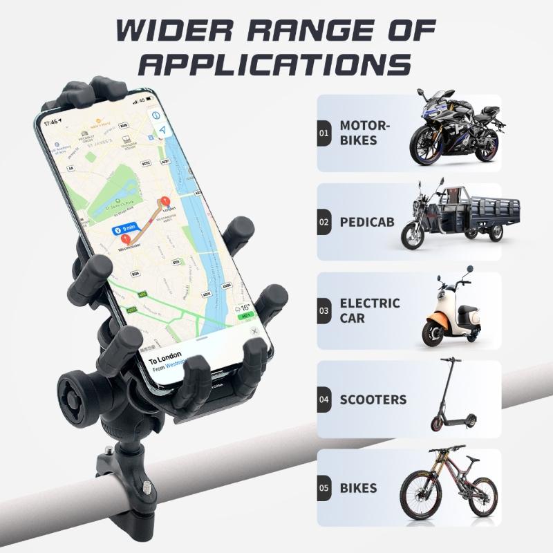 Motorcycle Phone Holder with Vibration Dampener & Secure Lock, Anti-Theft Motorcycle Phone Mount Handlebar Phone Holder