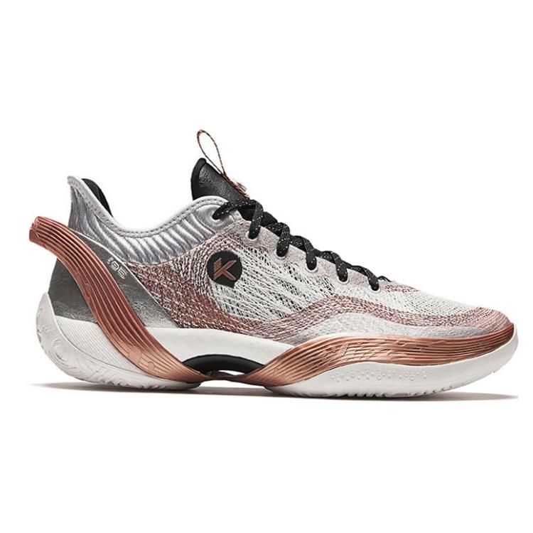 New Anta Three point Rain1.0 Belief Cushioning Wear Resistant Low Top Basketball Shoes Men's Silver Copper 912411102-4