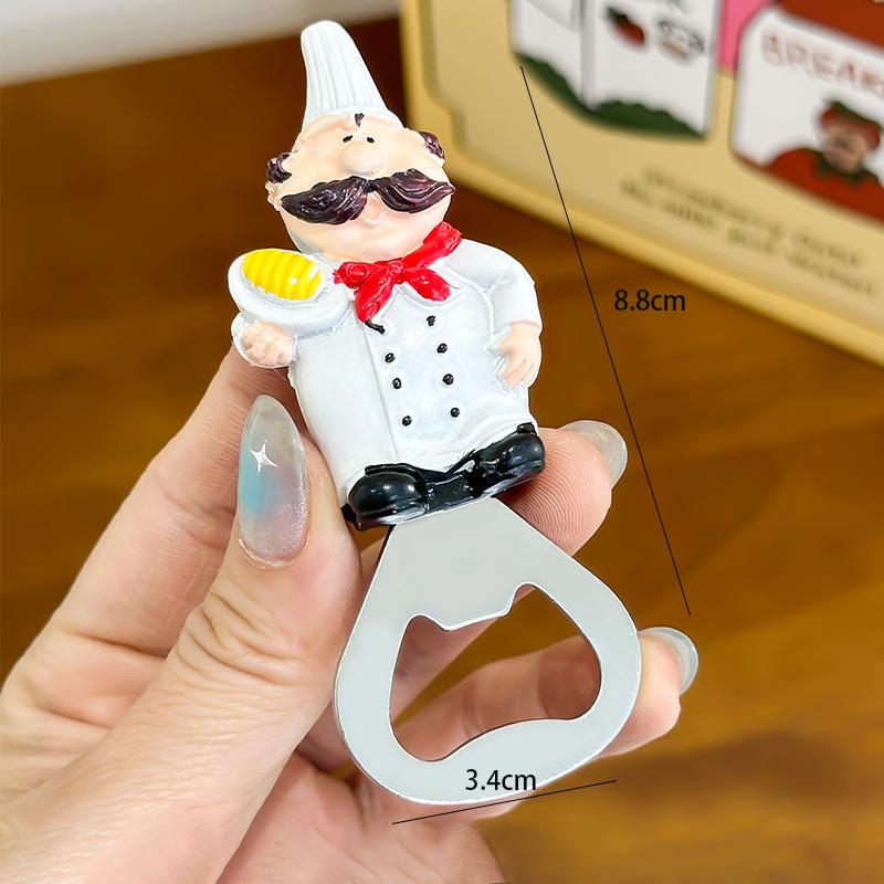 Cartoon Cute Chef Bottle Opener Refrigerator Sticker Series Creative 3D Chef Shaped 3D Magnetic Bottle Opener