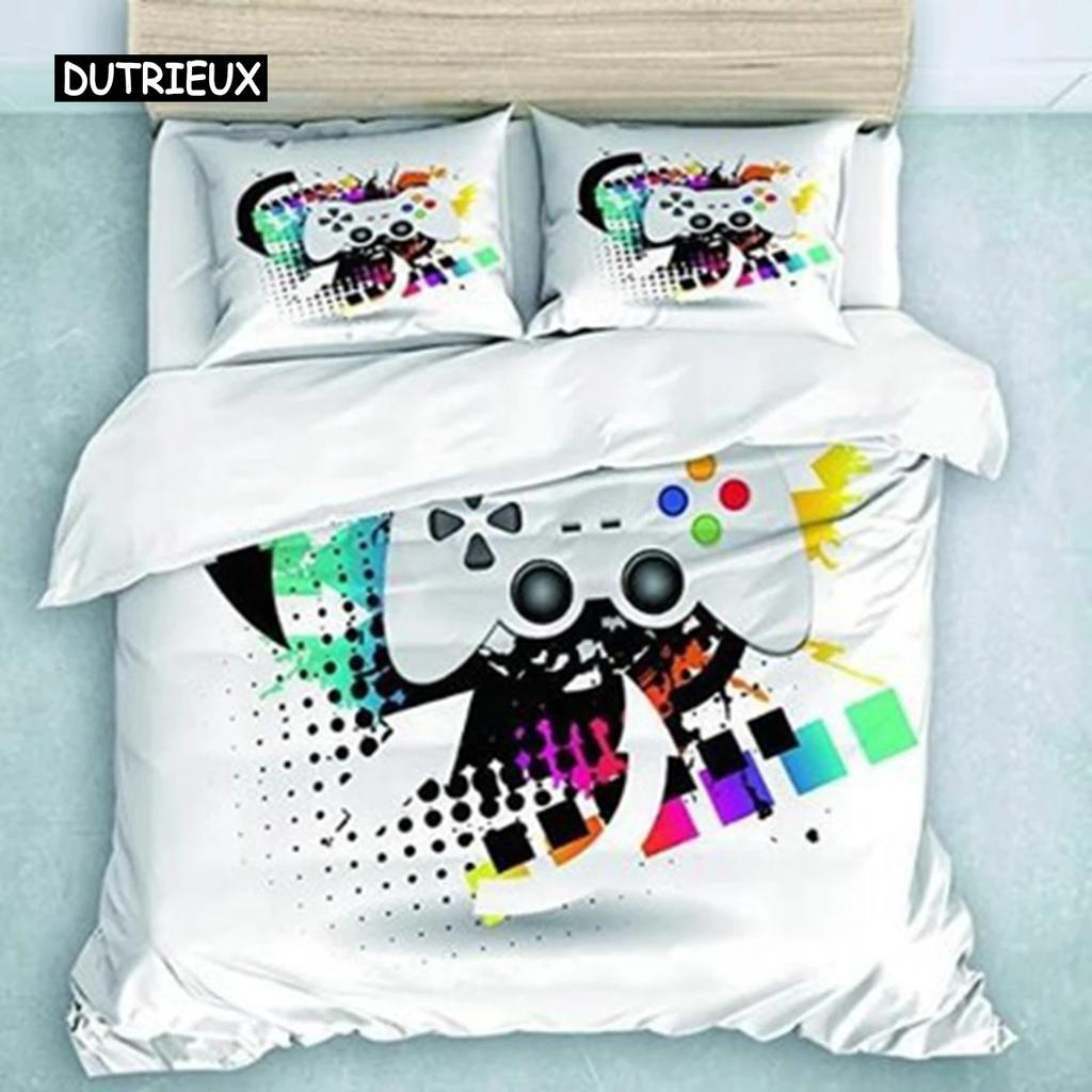 Gamepad Comforter Cover Gamer Bedding Set Teens Video Game Duvet Cover for Youth Kids Boys Modern Game Controller Bedspread