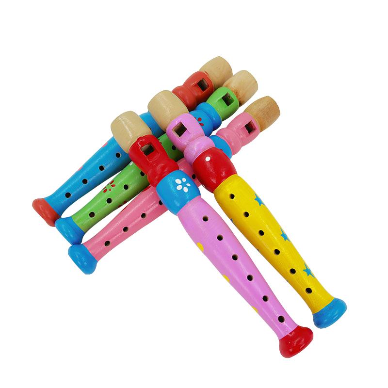 Barevná dřevěná flétna hudební nástroj trubka buglet hooter dětské vzdělávací hudební hračky pro děti