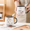 Ceramic Cat Mug with Lid and Spoon