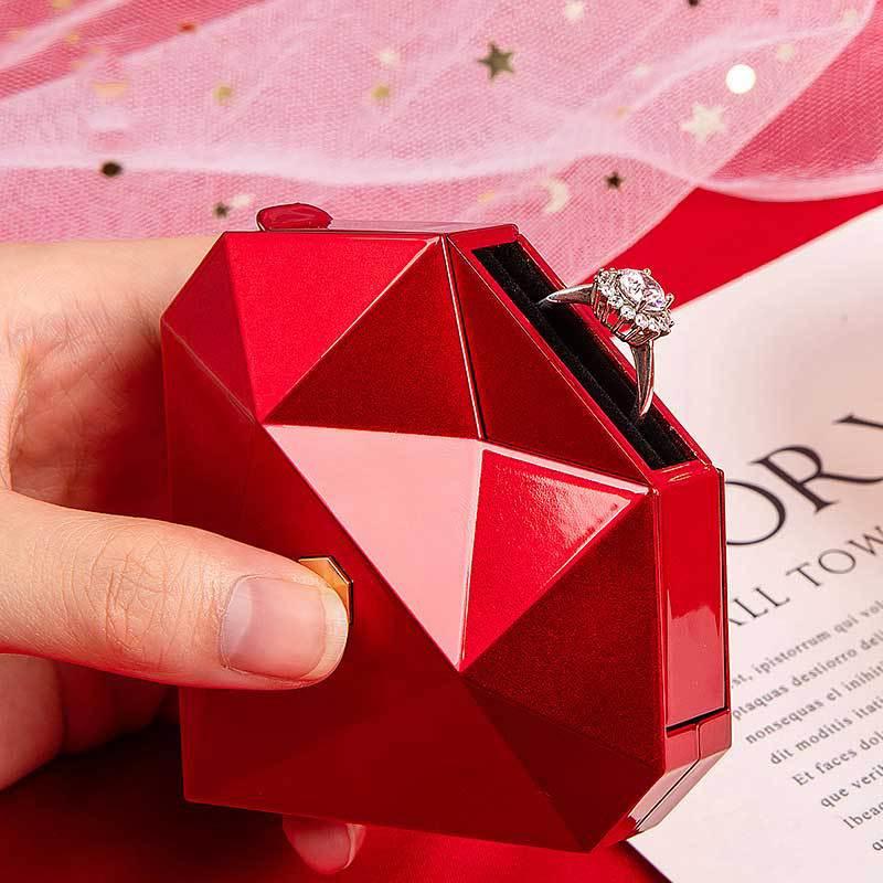 Heart Shaped Diamond Ring Box Automatic Pop-Up Proposal Surprise Ring Box Jewelry Storage Box For Girl Wedding Christmas Gifts