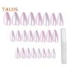 1 Set Women Art Kit Press-on Nails Purple-Color Gel Fake Nails Short Wearable False Nails French Artificial Tip DIY Manicure Accessories