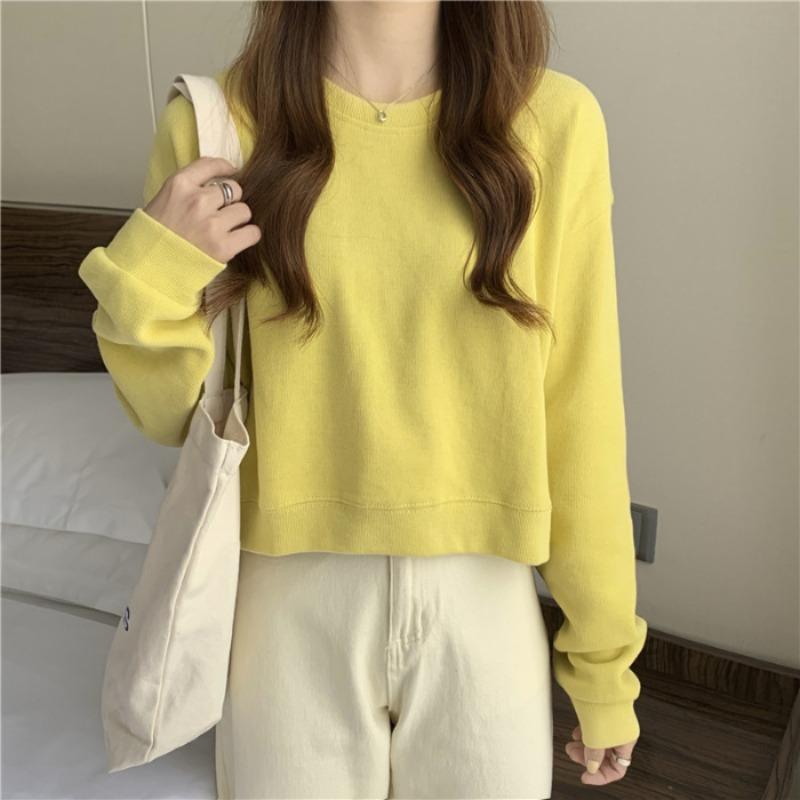 

Жіночий короткий худі з довгим рукавом one size fits all жовтий
