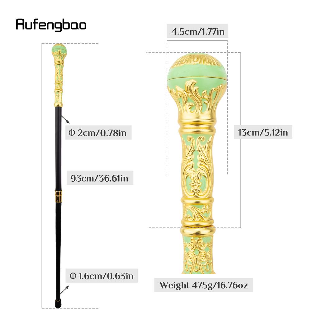 Golden Light Green Luxury Round Handle Fashion Stick for Party Decorative Walking Cane Elegant Crosier Knob Walking Stick 93cm
