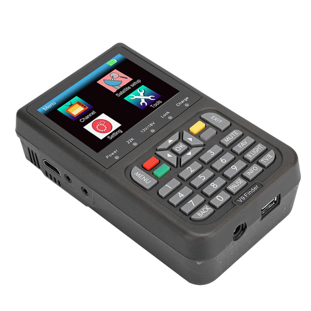 V9 3,5-Zoll LCD-Farbbildschirm DVB Digitaler Satelliten-Finder Signalmesser Schwarz