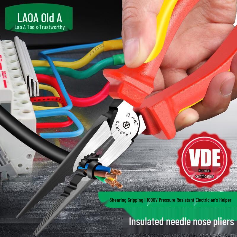 VDE Certified 1000V Insulated Electrician Pliers - Combination, Wire Cutters, Needle Nose, and Angled Pliers