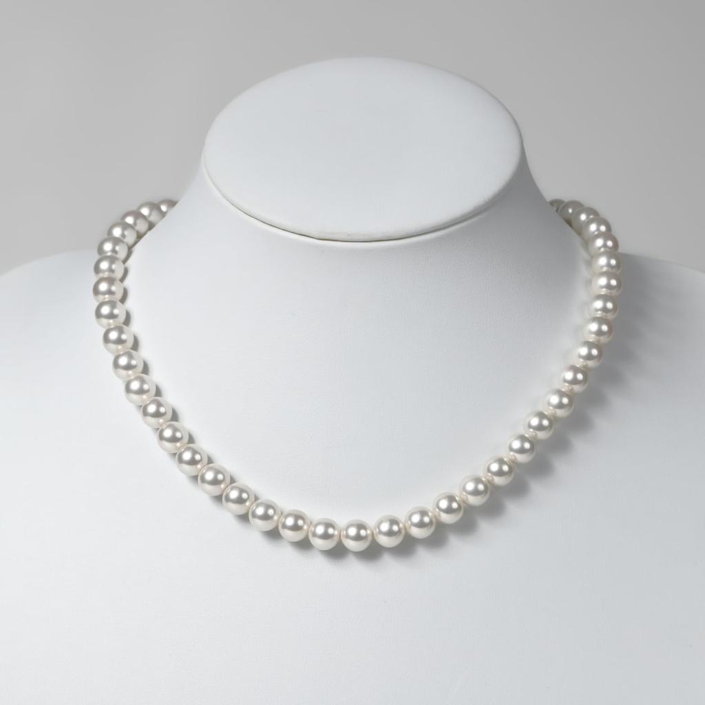 [Produced by Yumi Katsura] Pearl Necklace 8mm RoseYumiRose Popular Women's Simple and Stylish Necklace for Formal Occasions (42cm, White)