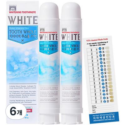 Dentifricio sbiancante Toothhole White, 80g, 6 pezzi.