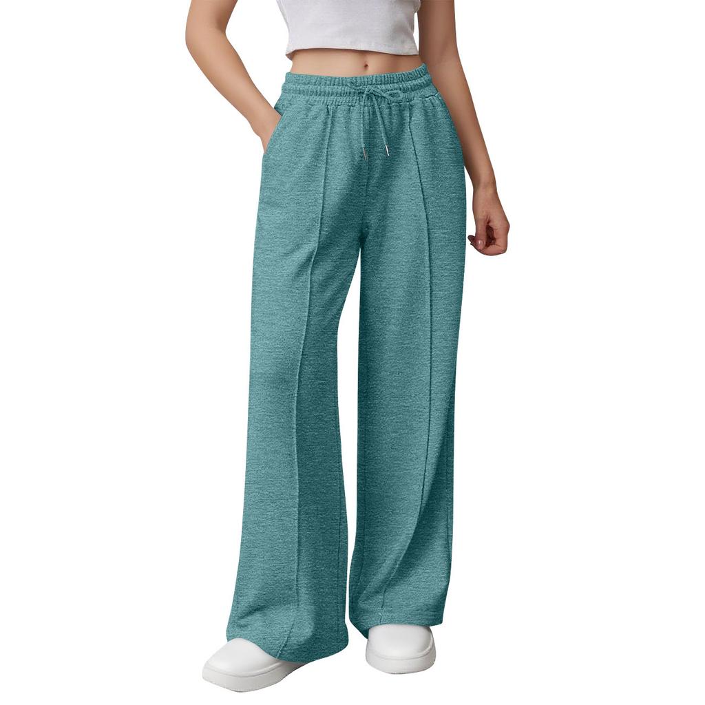 Women's Wide Leg Sports Pants High Waist Loose Drawstring Sports Jogging Pants
