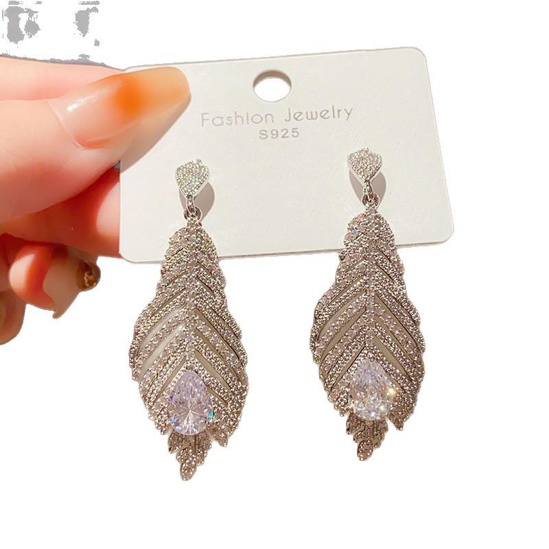 Silver Needle Diamond Tassel Drop Earrings: Elegant, Fashionable, Statement Design