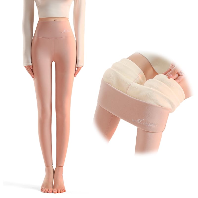 

[FEISEDY] Was it warm pants Fleece-lined pants ladies high waist leggings bottom of pants thermal inner for winter long spats warm cold weather