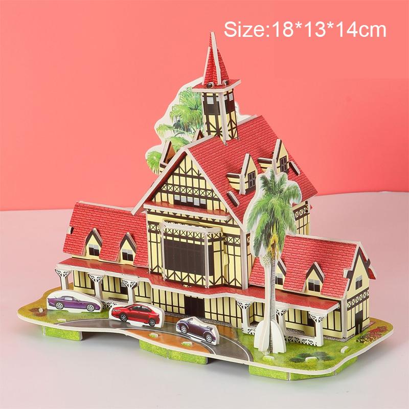 Kreatives DIY 3D Papierkartenpuzzle Handmontierte Häuser Villen Gebäudemodell für Kinder Handgemachtes Lernspielzeug