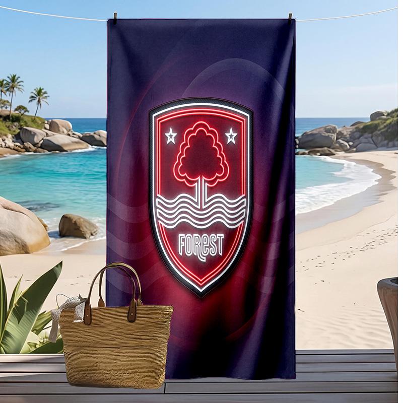 Prosop de Plajă cu Imprimeu Fotbal Nottingham Forest, Prosop Mare Moale cu Uscare Rapidă pentru Plajă Camping Piscina