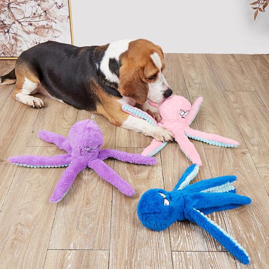 Dog Plush Octopus Toy Interactive Chew Toy Bite Resistant Sound Puppy Squeaky Octopus Rattle Pet Supplies