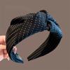 Wide Women's High Cranium Polka Dots Print Headband with Center Knot for Adult Daily Casual Hair Hoop Accessories