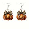 Bow Earrings Flat Acrylic Niche Design Sense Creative Halloween Pumpkin Earrings